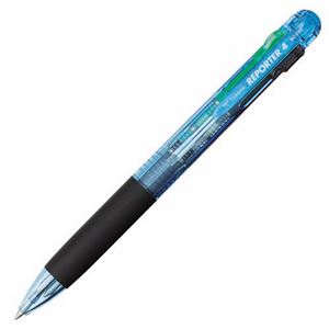 （まとめ） トンボ鉛筆 4色油性ボールペン リポーター4 0.7mm （軸色 透明ブルー） BC-FRC40 1本 【×15セット】 - 拡大画像