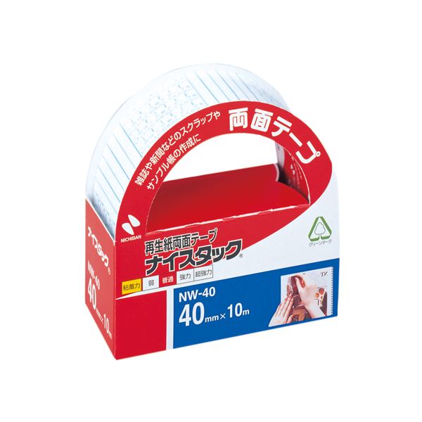 (まとめ) ニチバン ナイスタック 再生紙両面テープ 大巻 40mm×10m NW-40 1巻 (×10セット) b04