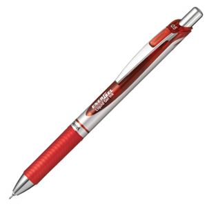 （まとめ） ぺんてる ゲルインクボールペン ノック式エナージェル 0.5mm 赤 （軸色 シルバー） BLN75Z-B 1本 【×30セット】 - 拡大画像