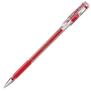 （まとめ） ぺんてる ゲルインクボールペン ハイブリッド 0.5mm 赤 業務用パック EK105-GB 1箱（10本） 【×5セット】 - 拡大画像