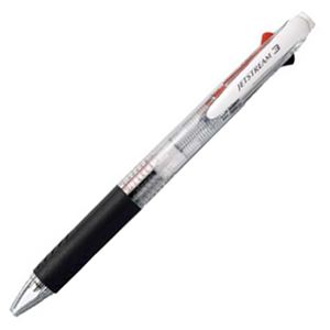 （まとめ） 三菱鉛筆 3色ボールペン ジェットストリーム 0.7mm （軸色 透明） SXE340007.T 1本 【×15セット】 - 拡大画像