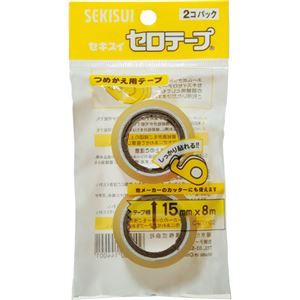 （まとめ） 積水化学 セロテープ 詰め替え 15mm×8m C40SH02 1パック（2巻） 【×20セット】 - 拡大画像