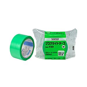 （まとめ） 積水化学 マスクライトテープ No.730 50mm×25m 緑 建築養生・床養生用 N730X04 1巻 【×10セット】 - 拡大画像