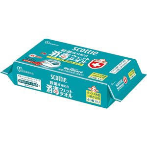 （まとめ） 日本製紙クレシア スコッティ 消毒ウェットタオル ボックス つめかえ用 1個（40枚） 【×10セット】 - 拡大画像