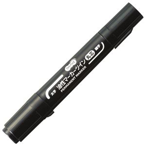 （まとめ） TANOSEE キャップ式油性マーカーツイン 太字（丸芯）+細字 黒 1セット（10本） 【×5セット】