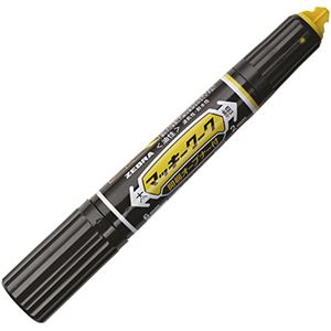 （まとめ） ゼブラ 油性マーカー マッキーワーク角芯太字+丸芯細字 黒 P-YYT21-BK 1セット（10本） 【×5セット】