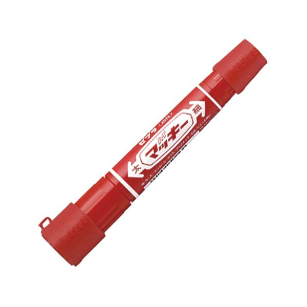 （まとめ） ゼブラ 油性マーカー ハイマッキー角芯太字+丸芯細字 キャップジャケット付 赤 P-MO-150-MC-RJ 1セット（10本） (×5セット)