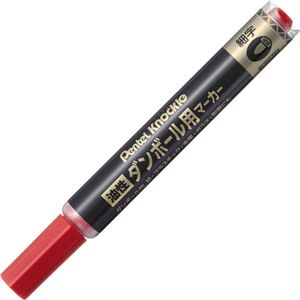 （まとめ） ぺんてる 油性ダンボール用マーカー 細字赤 ND150S-B 1セット（10本） 【×5セット】