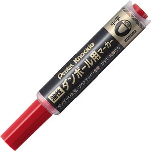 （まとめ） ぺんてる 油性ダンボール用マーカー 中字赤 ND150M-B 1セット（10本） 【×5セット】