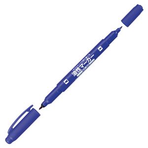 （まとめ） コクヨ 再生樹脂油性マーカーツイン細字+極細 青 PM-41B 1セット（10本） 【×5セット】