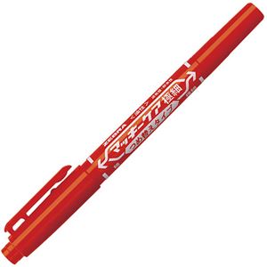 （まとめ） ゼブラ 油性マーカー マッキーケア極細つめ替えタイプ 細字+極細 赤 YYTS5-R 1セット（10本） 【×5セット】