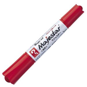 （まとめ） 寺西化学 油性マーカー マジックインキマジェスター 太字+細字 赤 MMJ50-T2 1本 【×30セット】