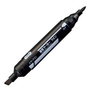 （まとめ） TANOSEE キャップ式油性マーカーツイン 太字+細字 黒 1本 【×50セット】