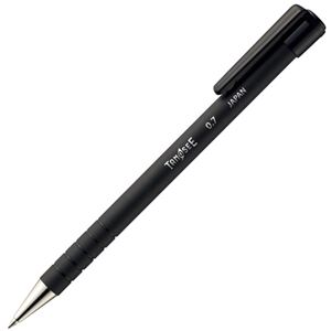 （まとめ） TANOSEE ノック式油性ボールペンラバー軸 0.7mm 黒 1セット（10本） 【×10セット】