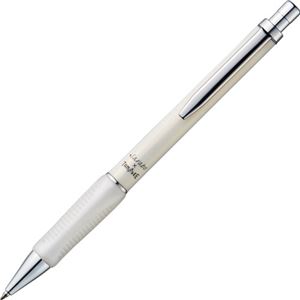 （まとめ） TANOSEEノック式油性ボールペン（なめらかインク） ハイグレード 0.5mm 黒 （軸色：パールホワイト） 1本 【×10セット】