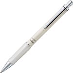 （まとめ） TANOSEEノック式油性ボールペン（なめらかインク） ハイグレード 0.5mm 黒 （軸色：パールホワイト） 1本 【×10セット】