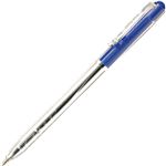 （まとめ） TANOSEE ノック式油性ボールペン0.7mm 青 （軸色：クリア） 1箱（10本） 【×30セット】