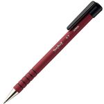（まとめ） TANOSEE ノック式油性ボールペンラバー軸 0.7mm 赤 1セット（10本） 【×10セット】