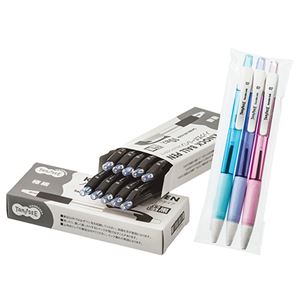 （まとめ） TANOSEEノック式油性ボールペン（なめらかインク） 0.7mm 黒 20本+カラー軸3本パック 1パック 【×5セット】