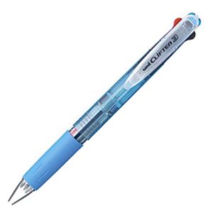 （まとめ） 三菱鉛筆 3色ボールペン クリフター0.7mm （軸色 透明水色） SE3304T.8 1本 【×30セット】