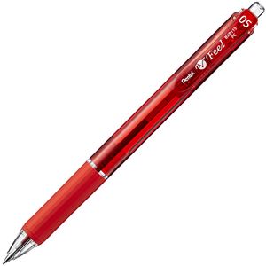 （まとめ） ぺんてる 油性ボールペン ビクーニャフィール 0.5mm 赤 BXB-115B 1本 【×50セット】