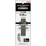 （まとめ） 三菱鉛筆 油性ボールペン替芯0.38mm 黒 ジェットストリーム多色・多機能用 SXR80385P.24 1パック（5本） 【×10セット】
