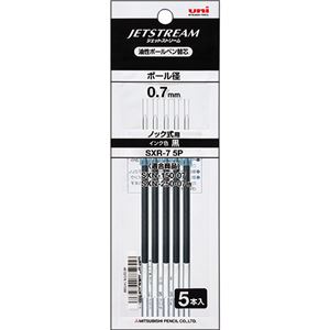 （まとめ） 三菱鉛筆 油性ボールペン替芯 0.7mm黒 ジェットストリーム単色用 SXR75P.24 1パック（5本） 【×10セット】