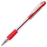 TANOSEEノック式なめらかインク油性ボールペン（使い切りタイプ） グリップ付 0.7mm 赤 （軸色：クリア）1セット（100本：10本×10パック）