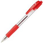 （まとめ） TANOSEE ノック式油性ボールペン0.7mm 赤 （軸色：クリア） 1箱（10本） 【×10セット】