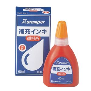 （まとめ） シヤチハタ Xスタンパー 補充インキ顔料系全般用 60ml 朱色 XLR-60N 1個 【×5セット】