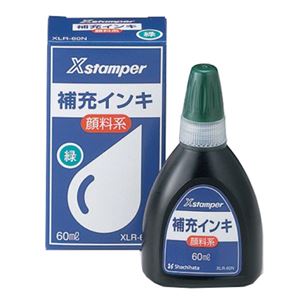 （まとめ） シヤチハタ Xスタンパー 補充インキ顔料系全般用 60ml 緑 XLR-60N 1個 【×5セット】
