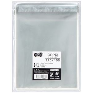 （まとめ） TANOSEE OPP袋 フタ・テープ付140×155+40mm 1パック（100枚） 【×30セット】