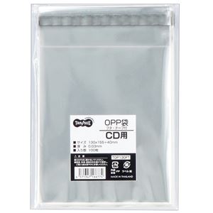 （まとめ） TANOSEE OPP袋 フタ・テープ付CD用 130×155+40mm 1パック（100枚） 【×30セット】