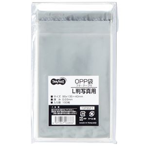 （まとめ） TANOSEE OPP袋 フタ・テープ付L判写真用 95×135+40mm 1パック（100枚） 【×30セット】