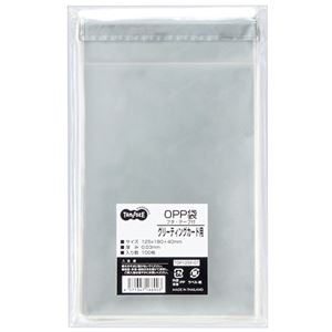 （まとめ） TANOSEE OPP袋 フタ・テープ付グリーティングカード用 125×180+40mm 1セット（500枚：100枚×5パック） 【×5セット】