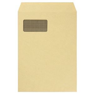 （まとめ） TANOSEE A4窓付クラフト封筒テープのり付 裏地紋付 1パック（100枚） 【×2セット】
