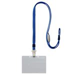 （まとめ） ライオン事務器 つりさげ名札 ヨコ型ハードタイプ 平ひも ブルー N-200MR 1個 【×30セット】