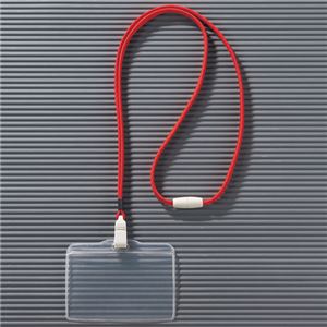 （まとめ） ライオン事務器 つりさげ名札 ヨコ型ソフトタイプ 平ひも レッド N-73ER 1個 【×30セット】