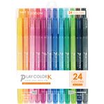 （まとめ） トンボ鉛筆 水性サインペンプレイカラーK ツインタイプ 24色（各色1本） GCF-012 1パック 【×3セット】