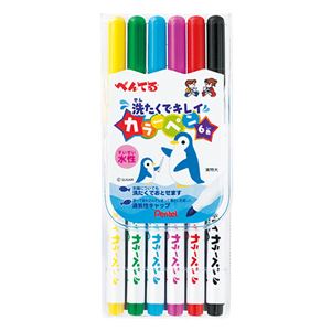 （まとめ） ぺんてる 洗たくでキレイカラーペン6色（各色1本） SCS2-6 1パック 【×10セット】