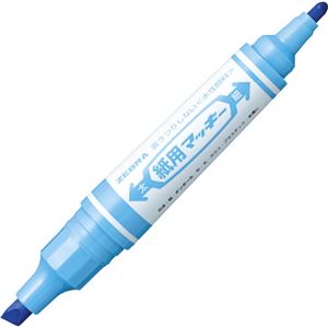 （まとめ） ゼブラ 水性マーカー紙用マッキー（太+細） ライトブルー WYT5-LB 1本 【×50セット】