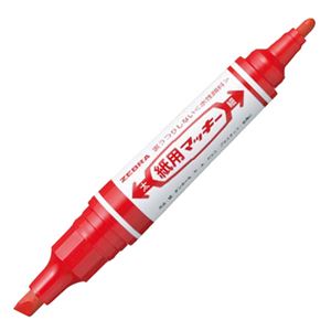 （まとめ） ゼブラ 水性マーカー紙用マッキー（太+細） 赤 WYT5-R 1本 【×50セット】