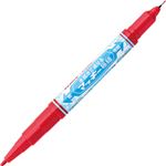 （まとめ） ゼブラ 水拭きで消せるマッキー極細（細字+極細） 赤 P-WYTS17-R 1本 【×30セット】