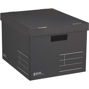 （まとめ） コクヨ 収納ボックス（NEOS）Lサイズ フタ付き ブラック A4-NELB-D 1個 【×5セット】