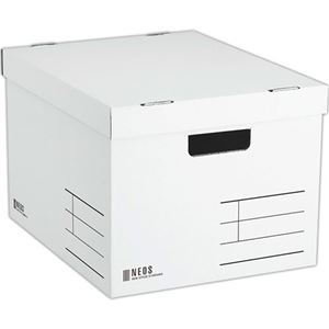 （まとめ） コクヨ 収納ボックス（NEOS）Lサイズ フタ付き ホワイト A4-NELB-W 1個 【×5セット】