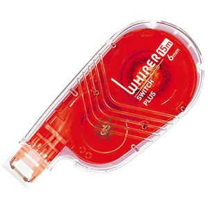 （まとめ） プラス 修正テープ ホワイパースイッチ6mm幅×15m レッド WH-1516 1個 【×30セット】