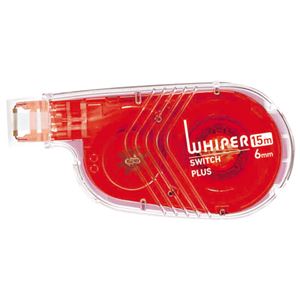 （まとめ） プラス 修正テープ ホワイパースイッチ本体（簡易パッケージ） 6mm幅×15m レッド WH-1516 RD 1セット（10個） 【×2セット】