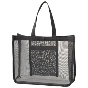 TANOSEE メッシュバッグA4ワイド 黒 1パック（10枚）