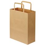（まとめ） TANOSEE 紙手提袋 平紐 特小ヨコ200×タテ245×マチ幅90mm 茶無地 1パック（30枚） 【×10セット】