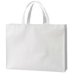 （まとめ） TANOSEE 不織布バッグ 大ヨコ530×タテ400×マチ幅120mm ホワイト 1パック（10枚） 【×3セット】